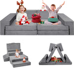 LFCREATOR Kids Play Couch, Modular Convertible Play Couch for Toddler and Baby Playroom/Bedroom, Gift for Kids, Grey