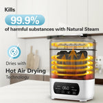AMZBABYCHEF 4-in-1 Baby Bottle Steamer and Dryer, Electric Steamer with Fast Drying, Universal Fit for All Bottles, LED Touch Screen & Auto Shut-Off Protection