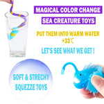 Color Changing Mold Free Bath Toys for Toddlers & Kids - Color Change Sea Creatures Ocean Animal Toys & Glow in The Dark Toy with Bath Book (12 Pack)