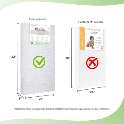 Dream On Me Dreamland Orthopedic Firm Fiber Crib and Toddler Bed Mattress, Greenguard Gold and JPMA Certified, Waterproof Vinyl Cover, Dual-Sided Mattress, Grey, Made In The U.S.A