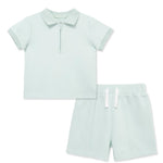 Little Me Clothes for Baby Boys' Heather Grey 2 Piece Short Set, Grey, 18 Months
