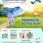 Cute Dinosaur Airplane Launcher Toy,Foam Airplane Launcher Toy,Dinosaur Catapult Gun Aircraft,7.6'' Foam Glider Plane - Outdoor Flying Catapult Toy - Fun Birthday Gifts(Blue)