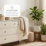 dadada Austin 5-Drawer Dresser for Nursery and Bedroom - Modern Design, Large Storage, Baby-Safe Finish, Soft Close Drawers, Anti-Tip Safety, Solid Wood Feet, Durable Construction (Almond Milk+Walnut)