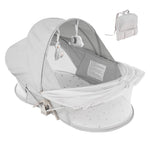 Portable Baby Bassinet Travel Baby Bed included Carry Backpack , Baby Cribs Travel Pod for Outdoors Baby Lounger Infant Travel Bed with Mosquito Net and Sunshade Canopy, Lightweight Washable Foldable