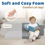 ENITYA 3-in-1 Toddler Couch, Convertible Sofa Bed with Two Pillow,Fold Out Loveseat/Ball Pit/Sleeping Bed, Kids Couch for Playroom/Bedroom/Living Room,Grey