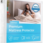 LINENSPA Premium Waterproof Mattress Protector - Full Size - Breathable - Fitted Style - Machine Washable & Dryer Safe - Mattress Protector for Kids, Teens, and Adults, White