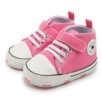 KKIIDDSS Unisex Baby Girls Boys Canvas High-top Shoes, Newborn Infant Anti-Slip Soft Sole Frist Walking Sneakers (C01/Pink,12-18 Months)