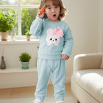 Kucnuzki Toddler Girl Outfit Baby Girl Clothes 18-24 Months Long Sleeve Top T Shirts Blue Pants Sweatsuit Cute Baby Outfit Toddler Clothes Fall Clothing