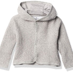 HonestBaby Matelasse Snap-Front Hoodie 100% Organic Cotton Infant Baby Boys, Girls, Gray Heather, 12 Months