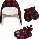 Hudson Baby Girls' Trapper Hat, Mitten and Bootie Set