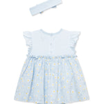 Little Me Clothes for Baby Girls' Daisies Bodysuit Dress with Headband, Nantucket Breeze, 12 Months