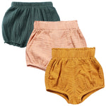 EISHOW 3PC Shorts Set Newborn Baby Girls Boys Bloomers Pants Cotton Linen Blend Cute Solid Floral Triangle Diaper Covers Shorts