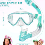 2 Pack Kids Snorkel Set Dry Top Snorkel Mask Snorkeling Gear for Kids Boys Girls Youth, No Leak Comfy MouthPiece Anti-Fog 180° Panoramic View Scuba Diving Swim Pool Equipment Snorkel Kit with Mesh Bag