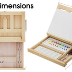 LUCYCAZ Art Easel for Painting, Tabletop Painting Easel Set for Kids, Pine-Wood Portable Easel Stand for Artists with Canvas, Acrylic Paints, Brushes, Palette and Palette Knives for Adults Beginners