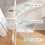 Mom's Choice-GROWNSY Baby Gate for Stairs, 29.5"-48.4" Pressure Mounted Baby Gate for Top of Stair&Doorway with V-Shaped Rods, Anti-Trip Pedal, Extra Wide Stairs Dog Gate Easy Install w/Red Reminder