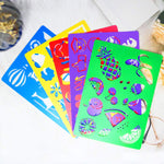 HADDIY Kids Drawing Stencils Set, 20 Pcs Plastic Stencil Kit 300+ Patterns Drawing Templates for Girls & Boys Gift and Card Making