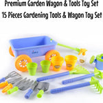 Dimple Garden Wagon & Tools Toy Set Premium 15 Pcs Kids Gardening Tools & Wagon Toy Set - Sturdy & Durable - Top Yd, Beach, Sand, Garden Play Set - Great for Kids & Toddlers