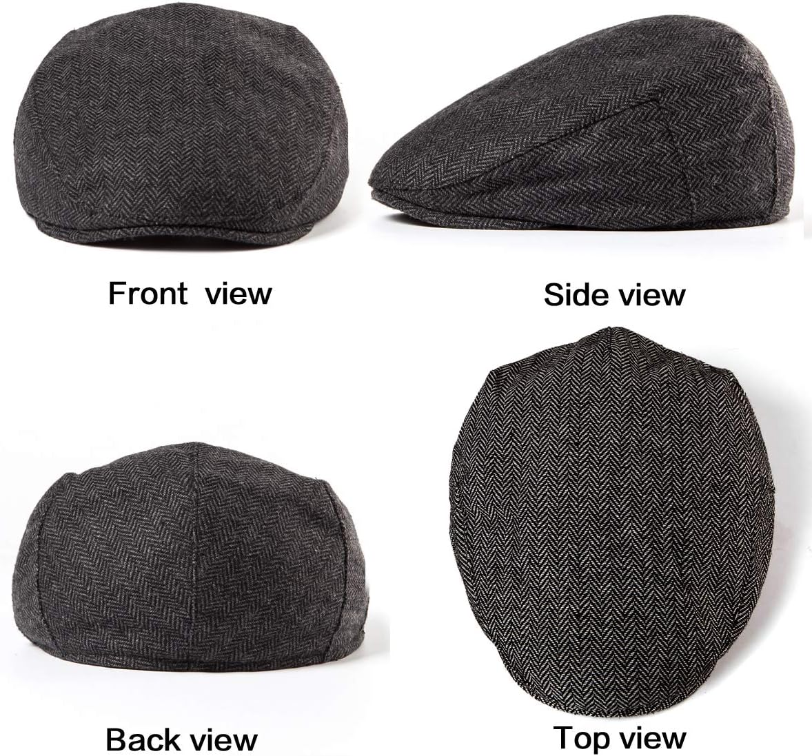 Men Ivy Hat Newsboy Cap - Classic Wool Blend Tweed Flat Cap Cabbie Hat Men