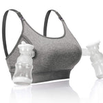 Momcozy Hands Free Pumping Bra, Adjustable Breast-Pumps Holding and Nursing Bra, Suitable for Breastfeeding-Pumps by Lansinoh, Philips Avent, Spectra, Evenflo and More(Grey,Medium)