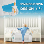 Salcod Universal Swing Down Crib Rail Guard, Convertible Crib Bed Rail for Toddlers, with Reinforced Wing Nut Safety System, Compatible with All Major Brand of Crib, White