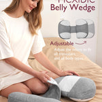 Momcozy Plus W Shaped Pregnancy Pillow for Sleeping, Adjustable Maternity Pillow for Side Sleepers, Portable Wedge Belly Support, Compact Design for Back Belly and HIPS, Grey and White