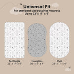 2-pk Waterproof Bassinet Sheets Girls, Boys, Cotton - 33x17 Universal Bassinet Mattress Pad Protector Cover, Compatible with Graco,Baby Delight,Chicco,Halo Bassinest Swivel Sleeper Fitted (Woodland)