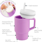 Infantino My 1st Tumbler, Silicone Sippy Cup with Straw & Handle, Spill-Resistant, for On-the-Go, BPA-Free Transition Cup, Lilac