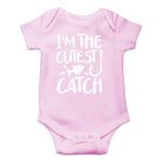 CBTwear I'm the Cutest Catch Baby Bodysuit - Adorable Boy Girl Romper Clothing Funny Cute Infant Outfit (12 Months, Pink)