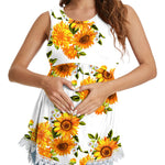 Xpenyo Womens Maternity Tank Top Sleeveless Lace Crochet Trim Peplum Cami Shirts Sunflower White 2XL