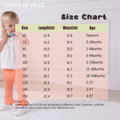 DREAM BUS 5 Pack Baby Pants Toddler Girl Ribbed Ruffle Bell Bottoms Toddler Leggings Baby Boy Pants Newborn Girl Flare Pants