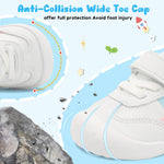 Scurtain Baby Shoes Boy Girl First Walking Shoe Infant Crib Breathable Sneakers Lightweight Barefoot Walking Shoes for Babies Toddler White Shoes Size 12-18 Months