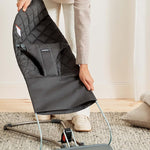 BabyBjörn Bouncer Bliss, Anthracite, Woven, Classic Quilt | 2-in-1 Adjustable Baby Bouncer Seat and Toddler Chair, Newborn to Toddler (8-29 lbs), 4 Positions, Lightweight & Portable
