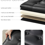 Bsketa Storage Ottoman, Folding Foot Stool with Thicker Foam Padded Seat Small Leather Storage Ottoman Bench Foot Rest for Living Room Foldable Coffee Table 17x13x13in,Black