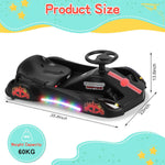36V Electric Drift Go Kart for Kids Ages 8-14 Years Old, Ride On Car for Kids with Brushless Motor, High/Low Speed, LED Lights, 3-Speed Adjustable, Ride On Toy (Black)
