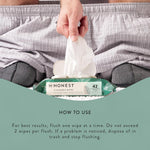 The Honest Company Plant-Based Flushable Wipes | 99% Water, Hypoallergenic, EWG Verified, Safe to Flush | Fragrance Free, 126 Count