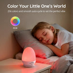 JolyWell Baby Night Light with Sound Machine, RGB Egg Light for Kids, 3 Color Temperatures, Stepless Dimming, USB-C Rechargeable, Touch Lamp for Nursery & Bedroom