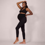 Motherhood Maternity Women's Essential Stretch Full Length Secret Fit Over The Belly Pregnancy Legging, Black, Medium