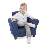 Melissa & Doug Denim Fabric Child’s Armchair (Kid’s Furniture, 23”L x 17.5”W x 18.3”H) Children's Furniture, Child's Reading Chair, Chairs for Toddlers, Oversized Kid's Armchair