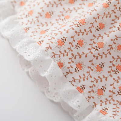 pureborn Baby Girls Dress Long Sleeve Cotton Playwear Dress Orange Floral Print 12-18 Months