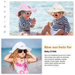 Baby Girl Sun Hat with UPF 50+ Outdoor Adjustable Beach Hat with Wide Brim Bucket Hats (12-24 Months, Pink-Stripe Printing)