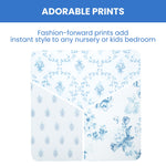 Delta Children Fitted Crib Sheets for Girls and Boys - 100% Organic Cotton Crib Sheet for Standard Crib and Toddler Mattresses - 28x52 Inch - GOTS Certified (Pack of 3), Blue Botanicals