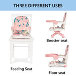 Dream On Me Munch N Go Booster Seat for Dining Table, Lightweight Compact Fold Travel Booster Seat, 3-in-1 Convertible, Four Level Height Adjustment and Easy Tray Removal