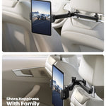 Lamicall Car Headrest Tablet Holder - [3 in 1 Extension Arm] Adjustable Tablet Car Mount for Back Seat, Road Trip Essentials for Kids, for 4.7-11" Device Like iPad Pro, Air, Mini, Galaxy, Fire, Black