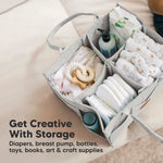 KeaBabies Baby Diaper Caddy Organizer with Handle - Portable Baby Car Organizers and Storage for Nursery, Changing Table, Large Shower Gift Basket for New Mom Gifts & Boy Girl Registry (Classic Gray)