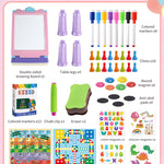 Elovien Easel for Kids, 4 in 1 Double Sided Toddler Art Easel with Chalkboard & Magnetic Whiteboard, Foldable Kid Tabletop Easel with Drawing & Writing Accessories - Educational Gift for Girl (Purple)