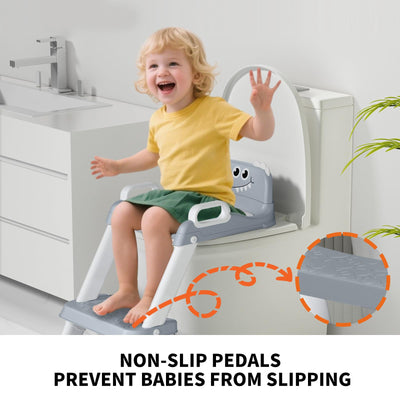 Potty Training Seat for Toddlers, 2 in 1 Potty Training Toilet with Anti-Slip Pad Step Stool, Toddler Toilet Seat for Boys and Girls (Include 2 Ducks)