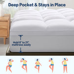 SOPAT Mattress Topper Queen Size Extra Thick Mattress Pad 8-21" Deep Pocket Soft Down Alternative Fill Mattress Protector Pillow Top Mattress Cover (60x80 Inches, White)