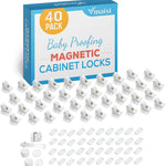 20 Pack Magnetic Cabinet Locks Baby Proofing - Vmaisi Children Proof Cupboard Drawers Latches - Adhesive Easy Installation