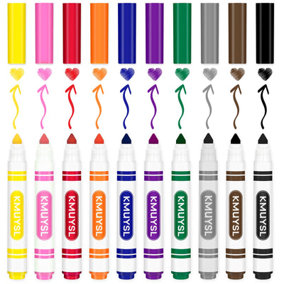 KMUYSL 200 Count Washable Markers Bulk, 10 Assorted Colors - Broad Line Conical Tip Coloring Markers for Kids, School Art Supplies & Back to School Supplies, Teacher Classroom Must Haves