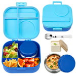 Aimsnk Bento Lunch Box for Kids with 12oz Soup Thermo,4 Compartments Lunch Box Containers Kids, Includes Foldable Spoon &Sauce Jar, BPA Free&Leak proof,Insulated Food Jar for Travel,School,Picnic